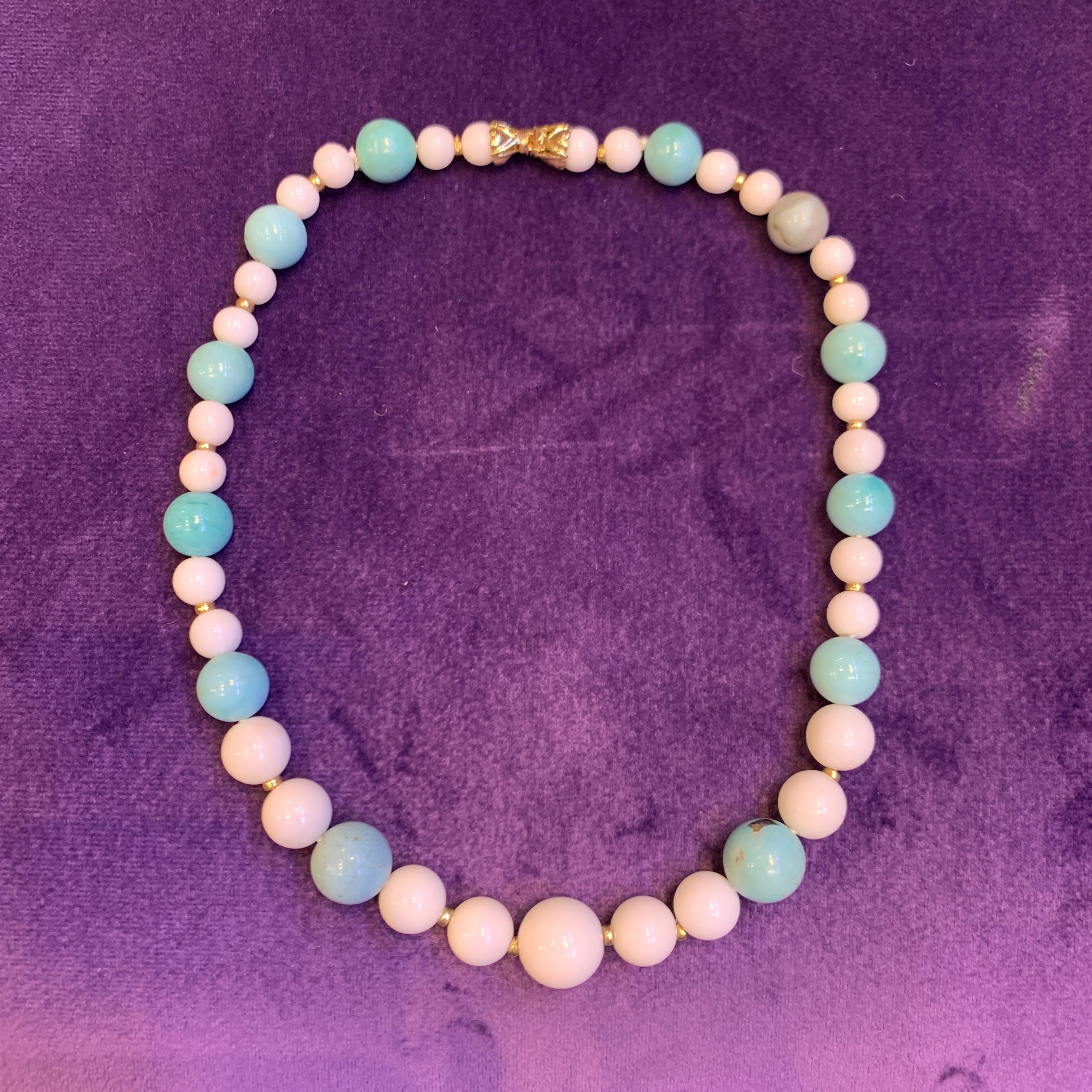 White Coral & Turquoise Bead Necklace For Sale 3