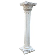 White Corinthian style Wood Column, Pedestal