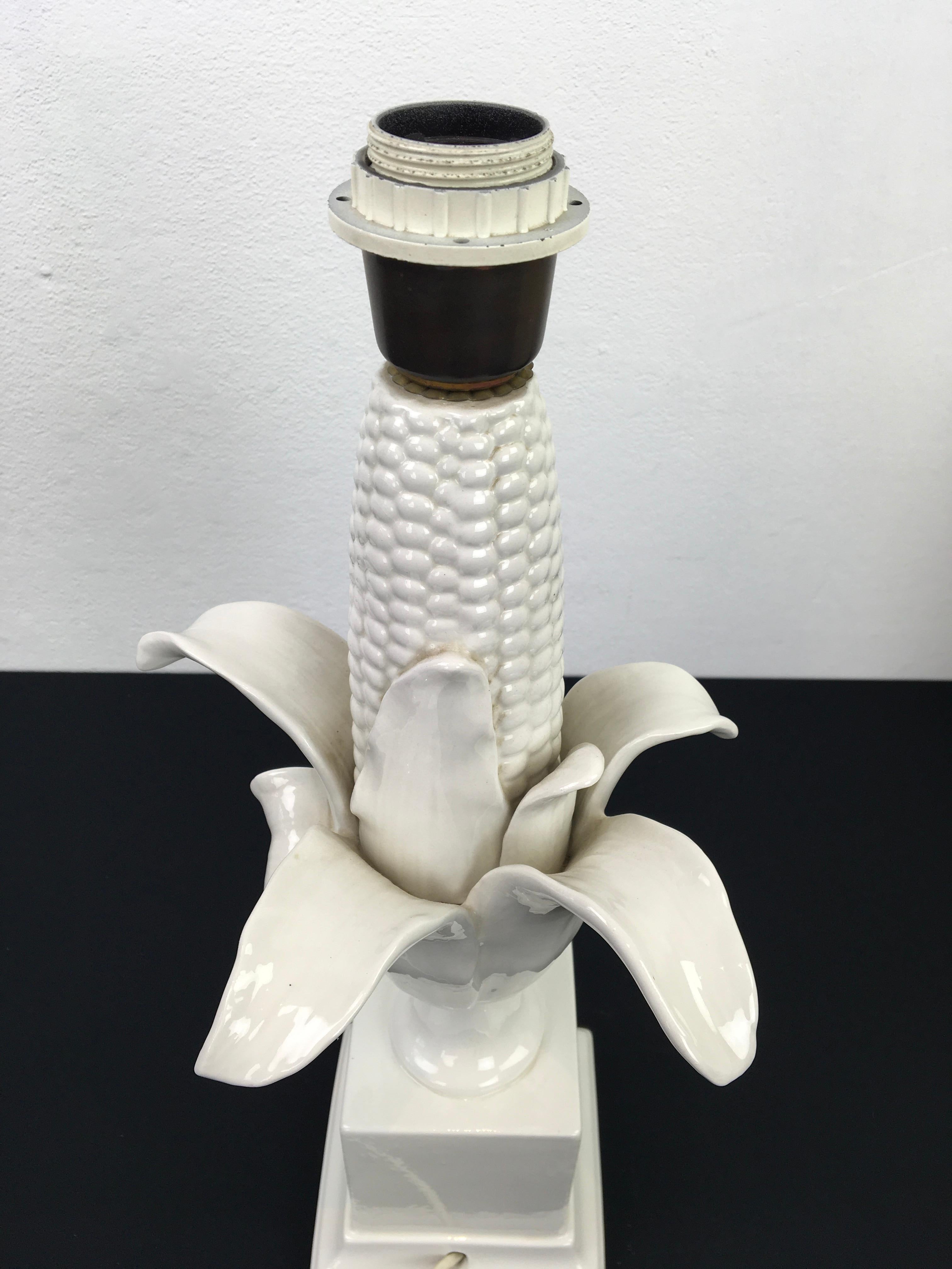 Porcelain White Corn Cob Table Lamp, Italy, 1960s  For Sale