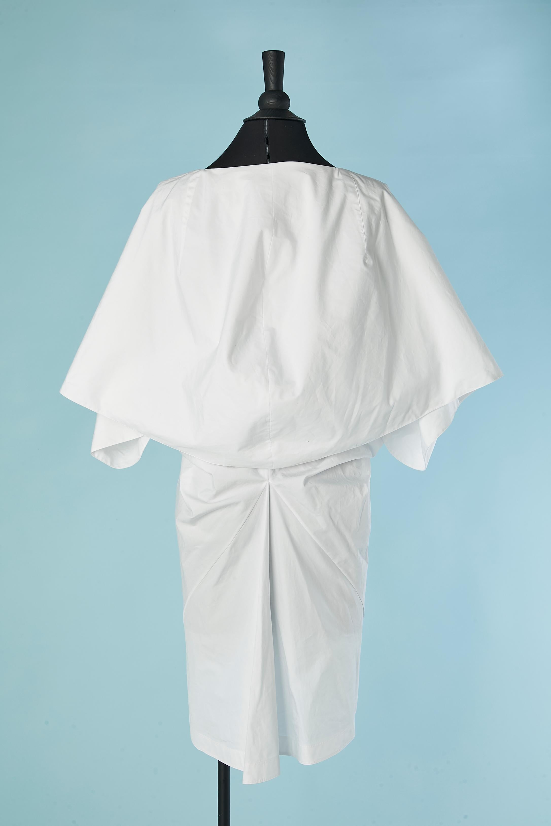 Abito camicia in cotone bianco con collo a cappuccio ALAIA Nuovo con cartellino in vendita 2
