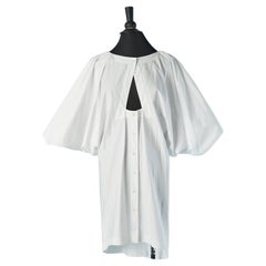 Abito camicia in cotone bianco con collo a cappuccio ALAIA Nuovo con cartellino
