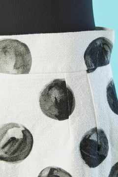 White cotton A-line skirt with black dots Dolce & Gabbana