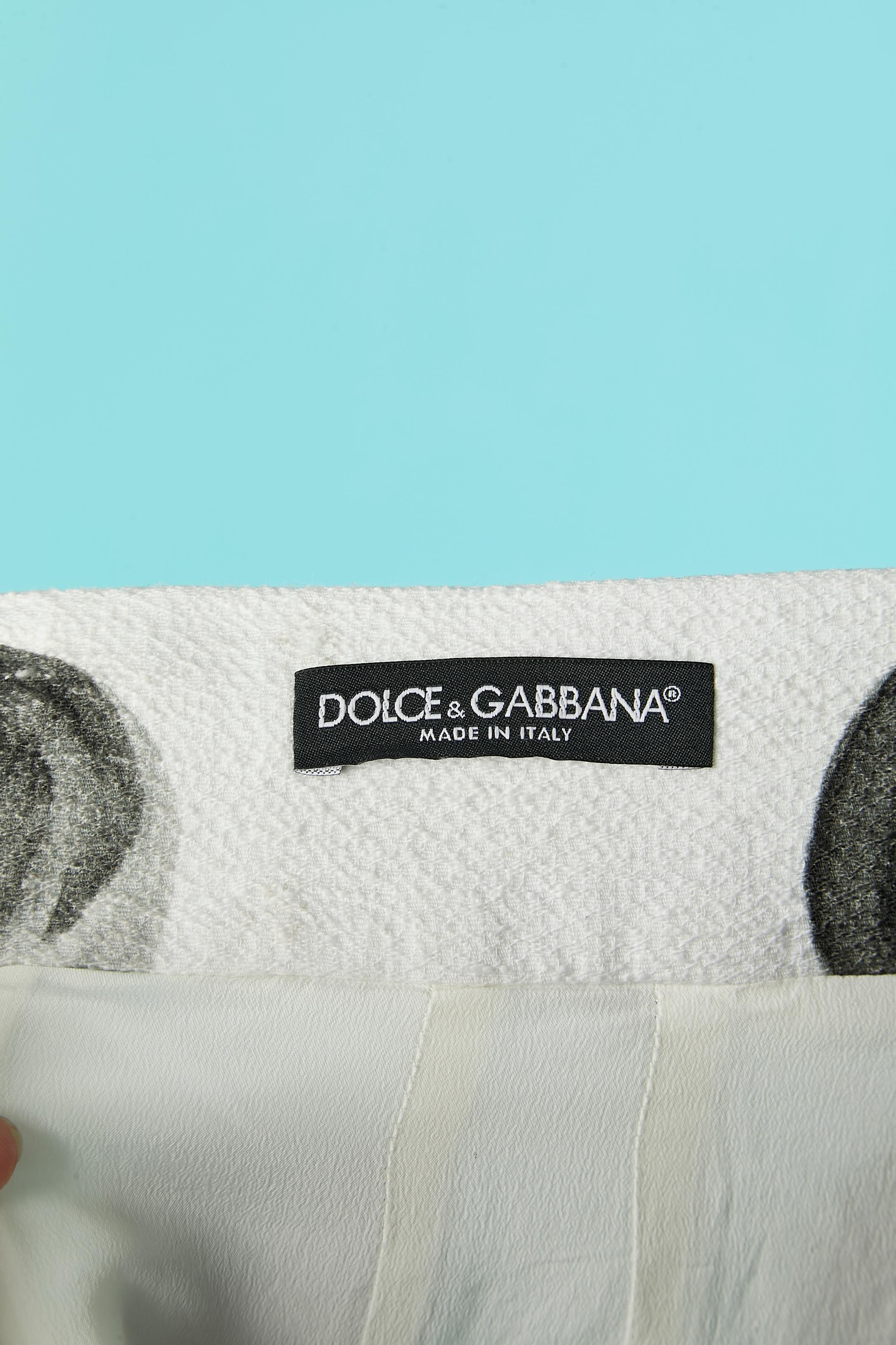 Weißer A-Linien-Rock aus weißer Baumwolle mit schwarzen Punkten von Dolce & Gabbana  Damen im Angebot