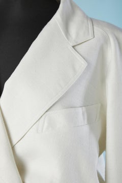 White cotton and linen skirt-suit Courrèges Paris Circa 1970's
