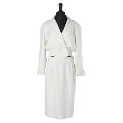 White cotton and linen skirt-suit Courrèges Paris Circa 1970's 