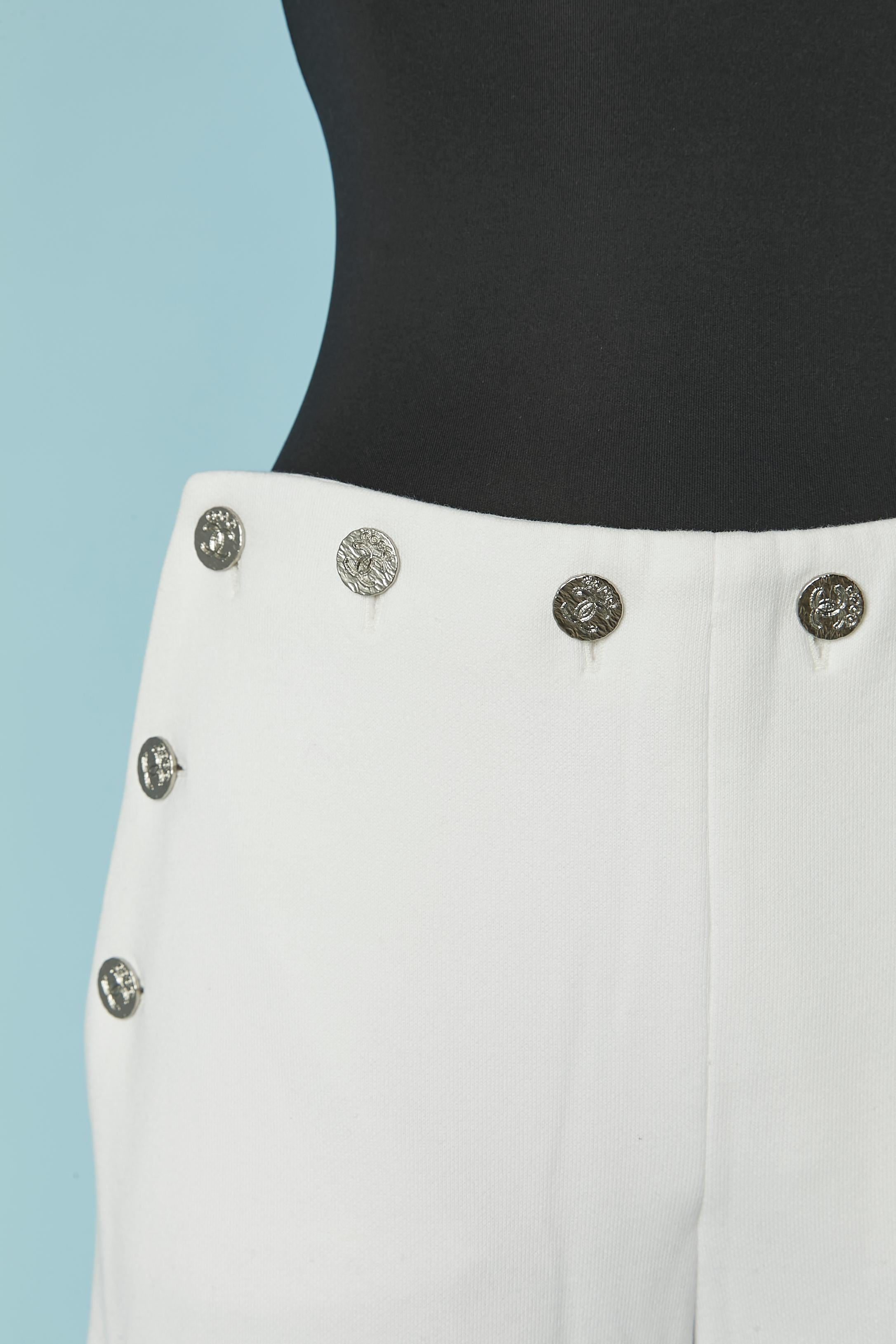 Gray White cotton batting deck pants CHANEL For Sale