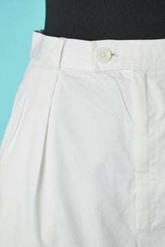 White cotton bermuda with pockets on both side Saint Laurent Rive Gauche