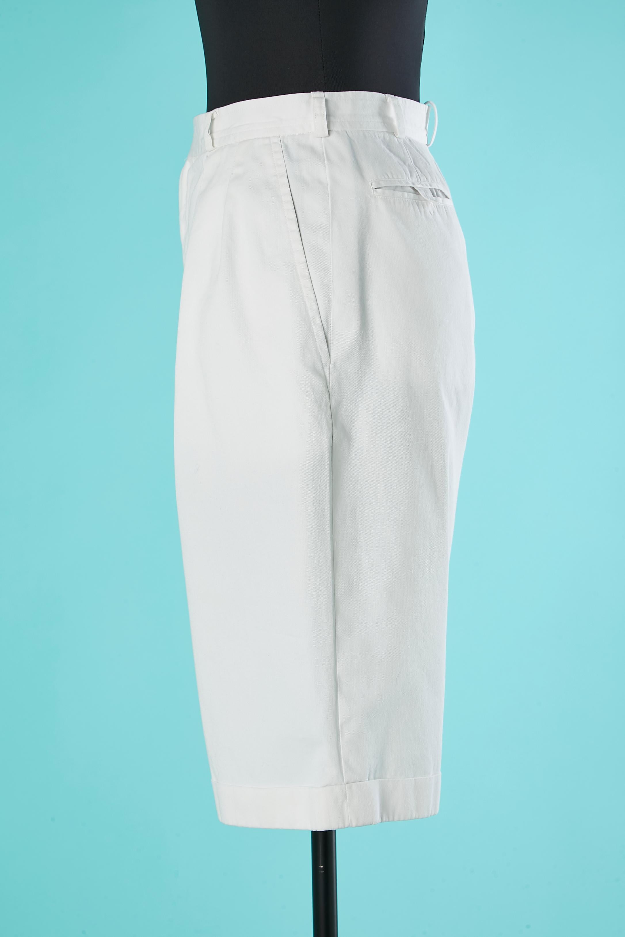 Weißer Bermudas aus weißer Baumwolle mit Taschen auf beiden Seiten Saint Laurent Rive Gauche  im Zustand „Hervorragend“ im Angebot in Saint-Ouen-Sur-Seine, FR