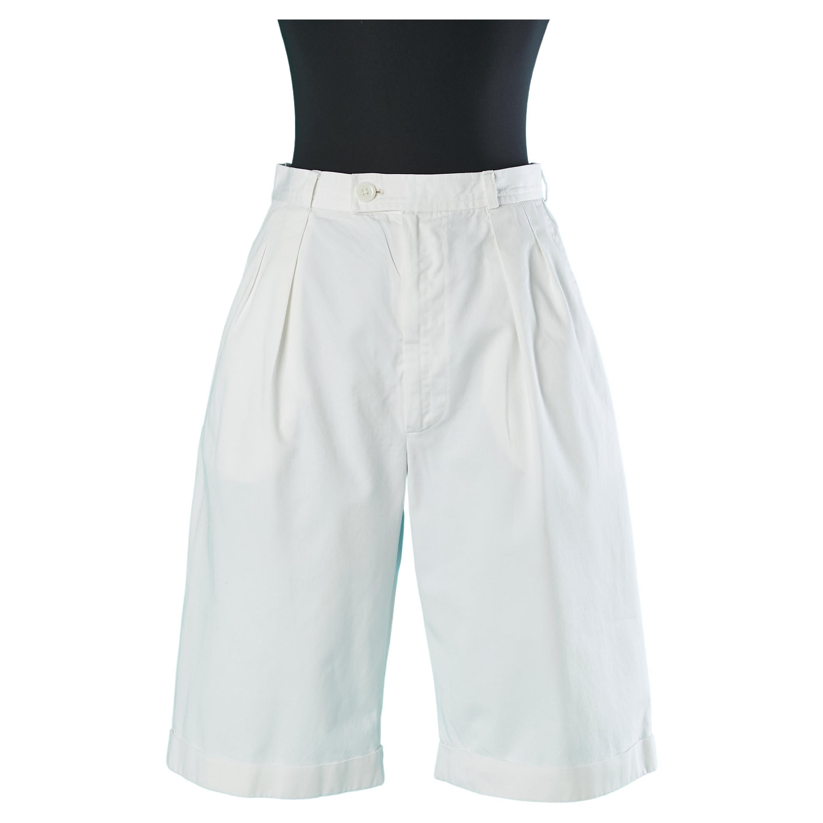 White cotton bermuda with pockets on both side Saint Laurent Rive Gauche 