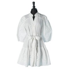 White cotton broderie anglaise dress CHRISTIAN LACROIX New