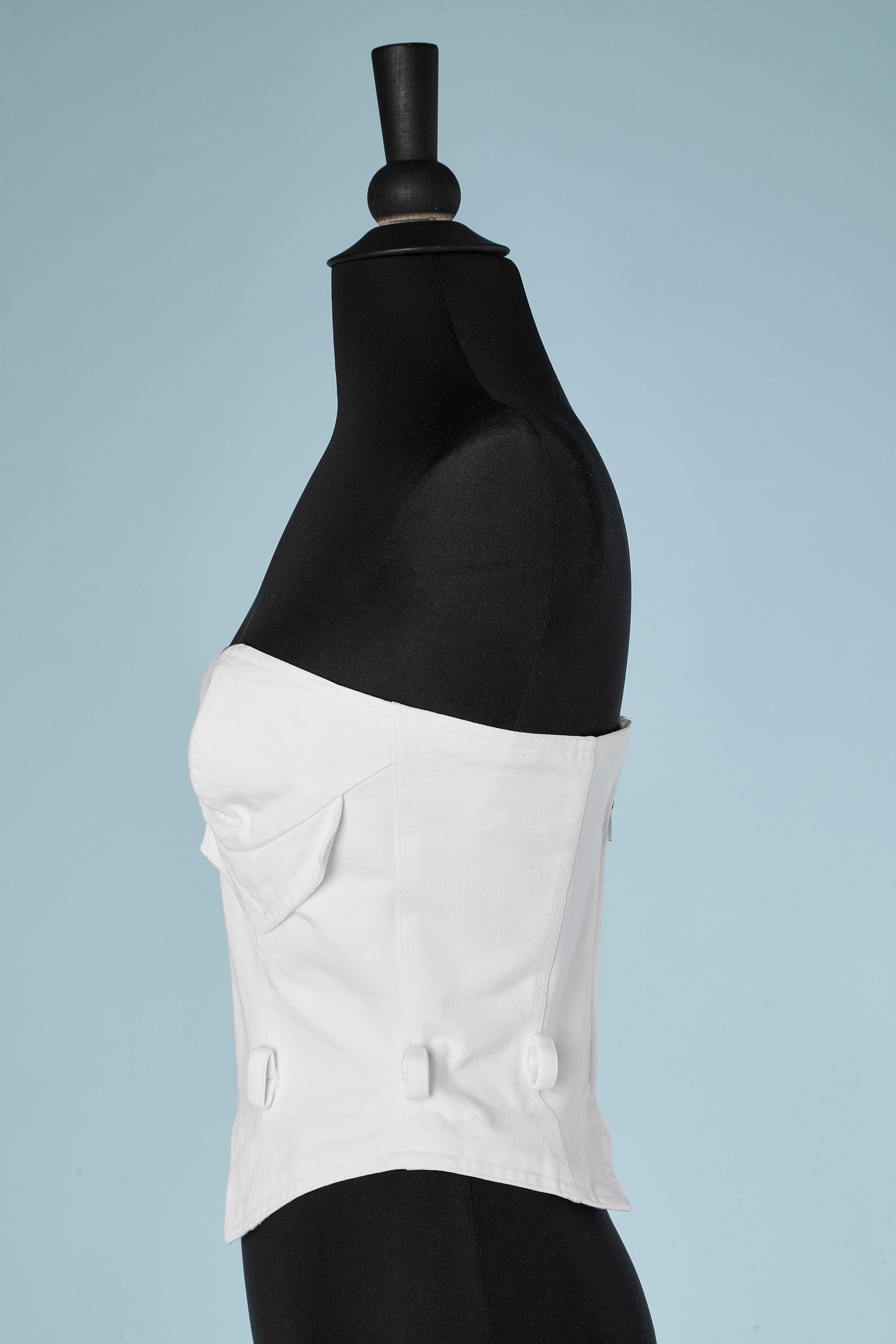 Gris Bustier en coton blanc avec boucle de ceinture  Rochas  en vente