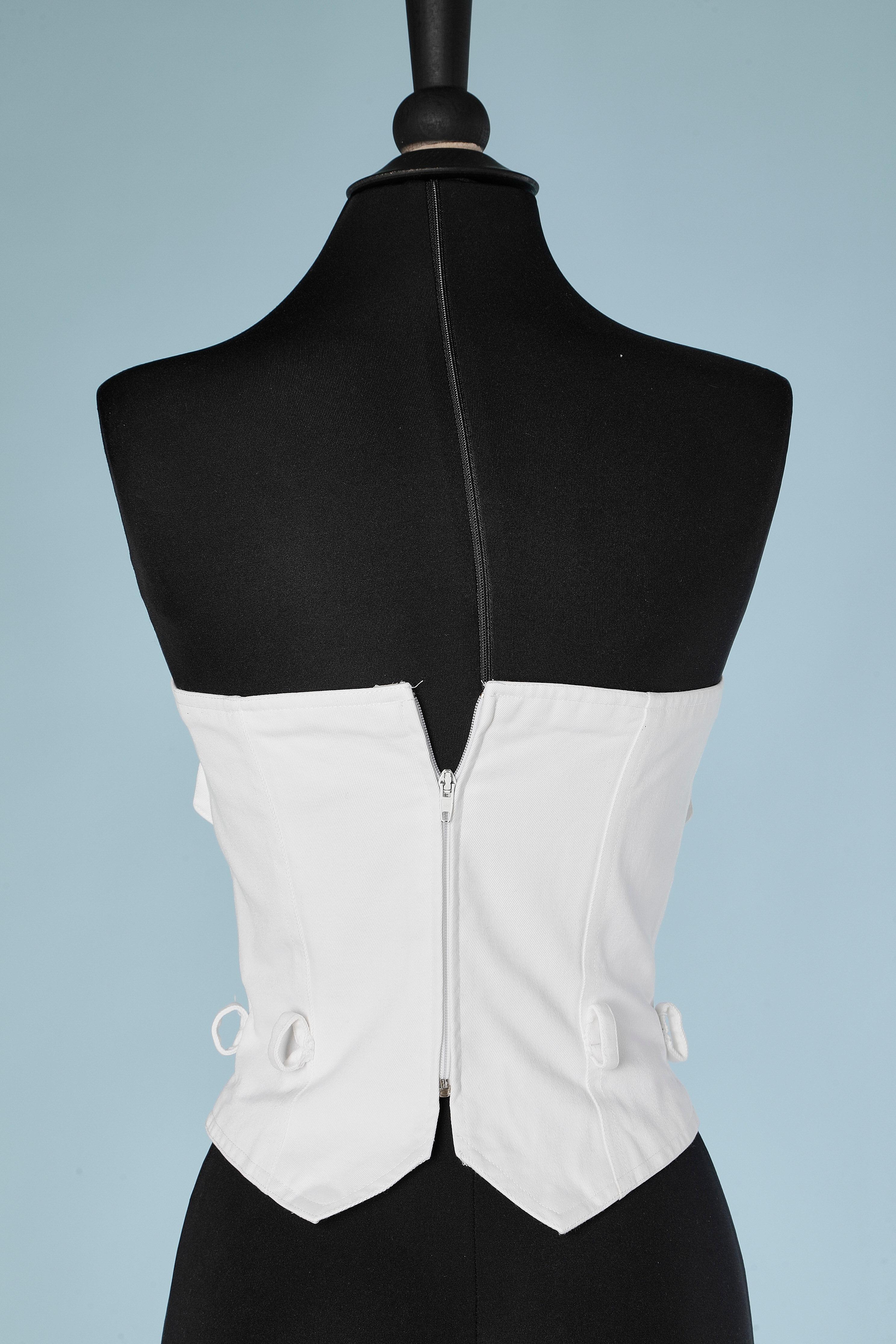 Gray White cotton bustier with belt loop  Rochas  For Sale