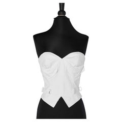 White cotton bustier with belt loop  Rochas 