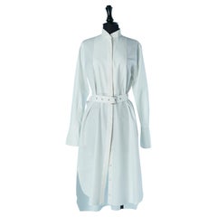 White cotton chemise dress with belt CHRISTIAN DIOR