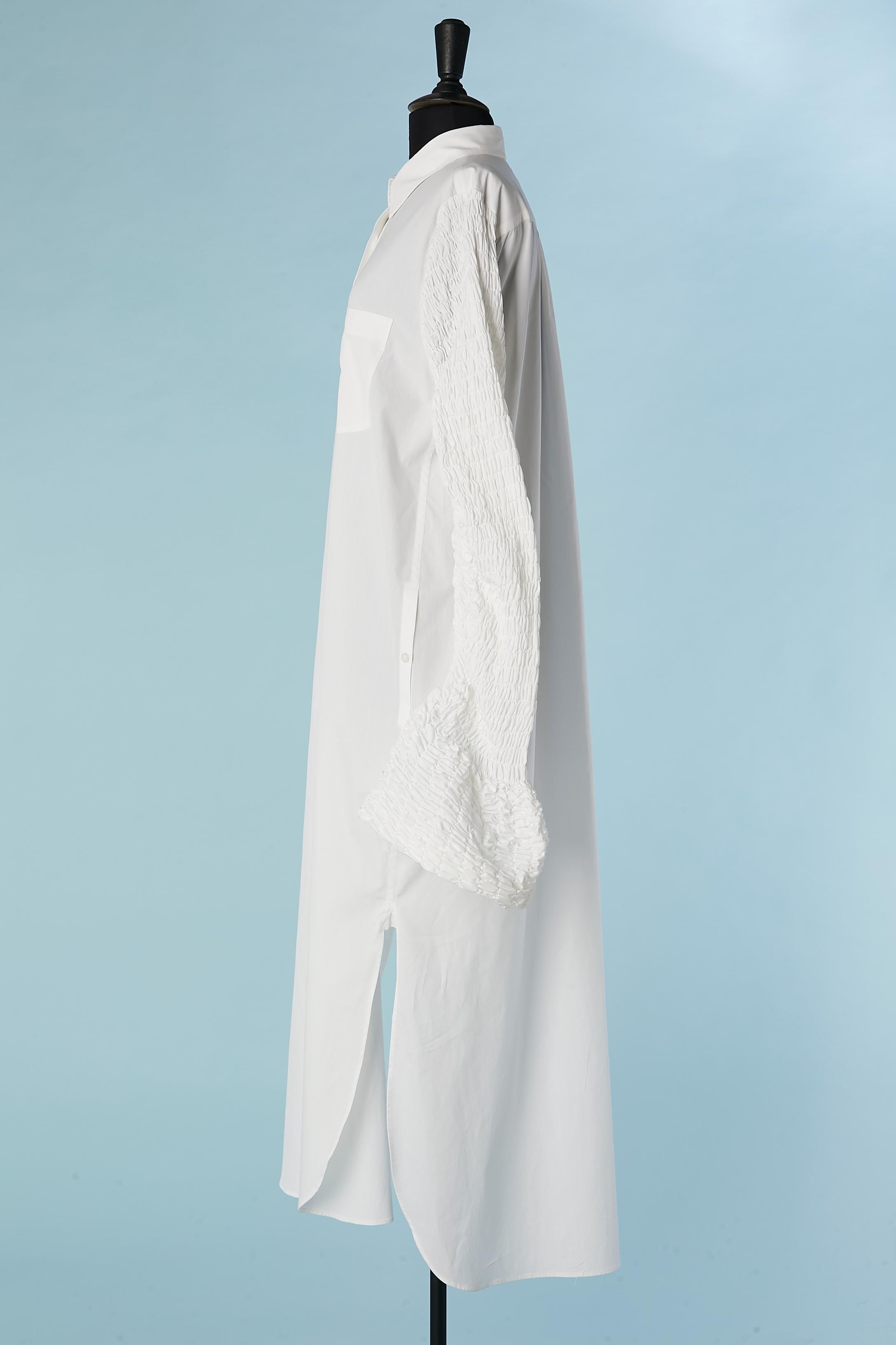 White cotton chemise dress with smocks sleeves Dries Van Noten New with tag  For Sale 1