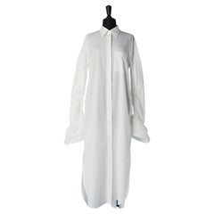 White cotton chemise dress with smocks sleeves Dries Van Noten New with tag 