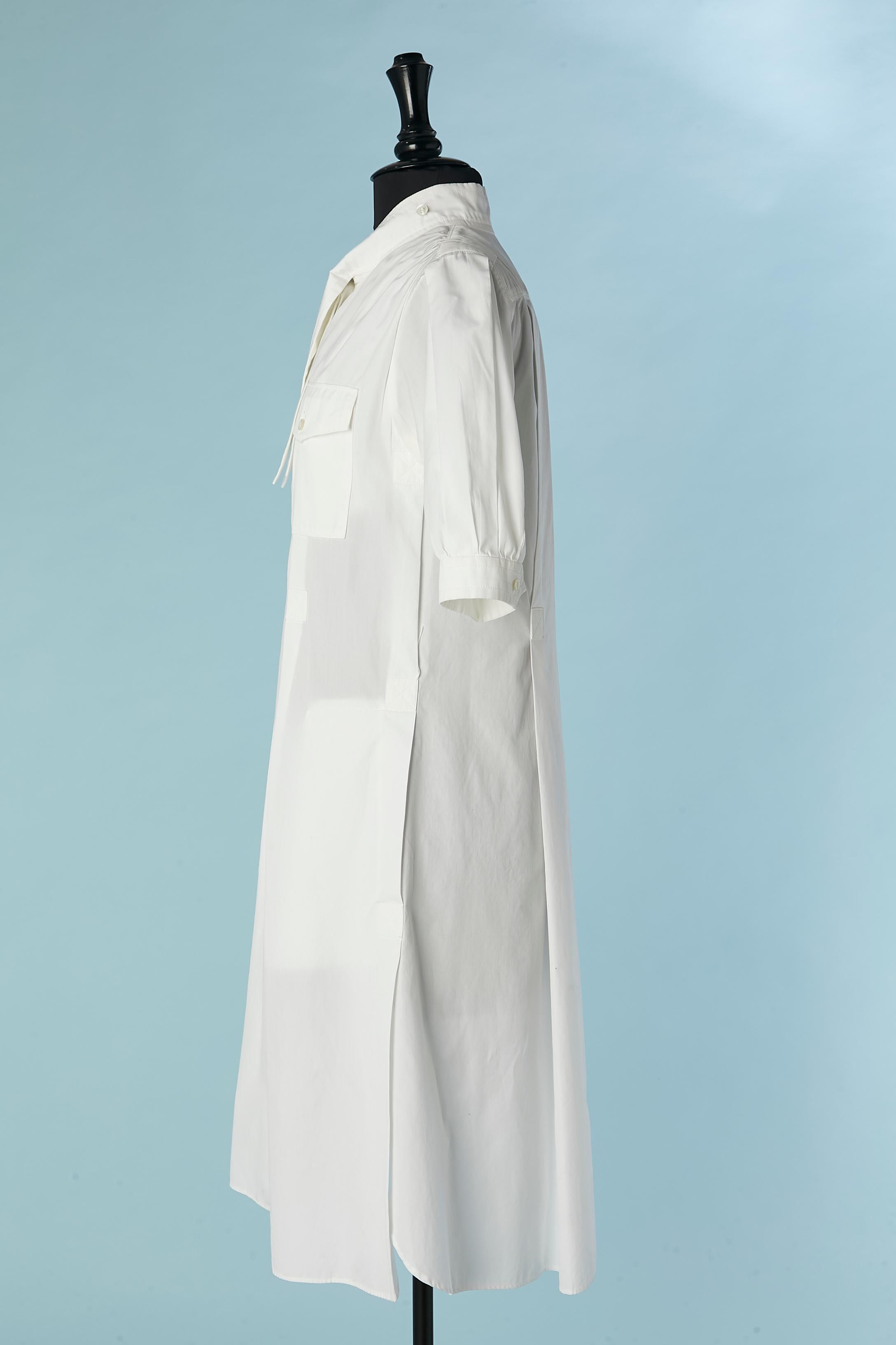 Gris Robe chemise en coton blanc Yves Saint Laurent Rive Gauche en vente