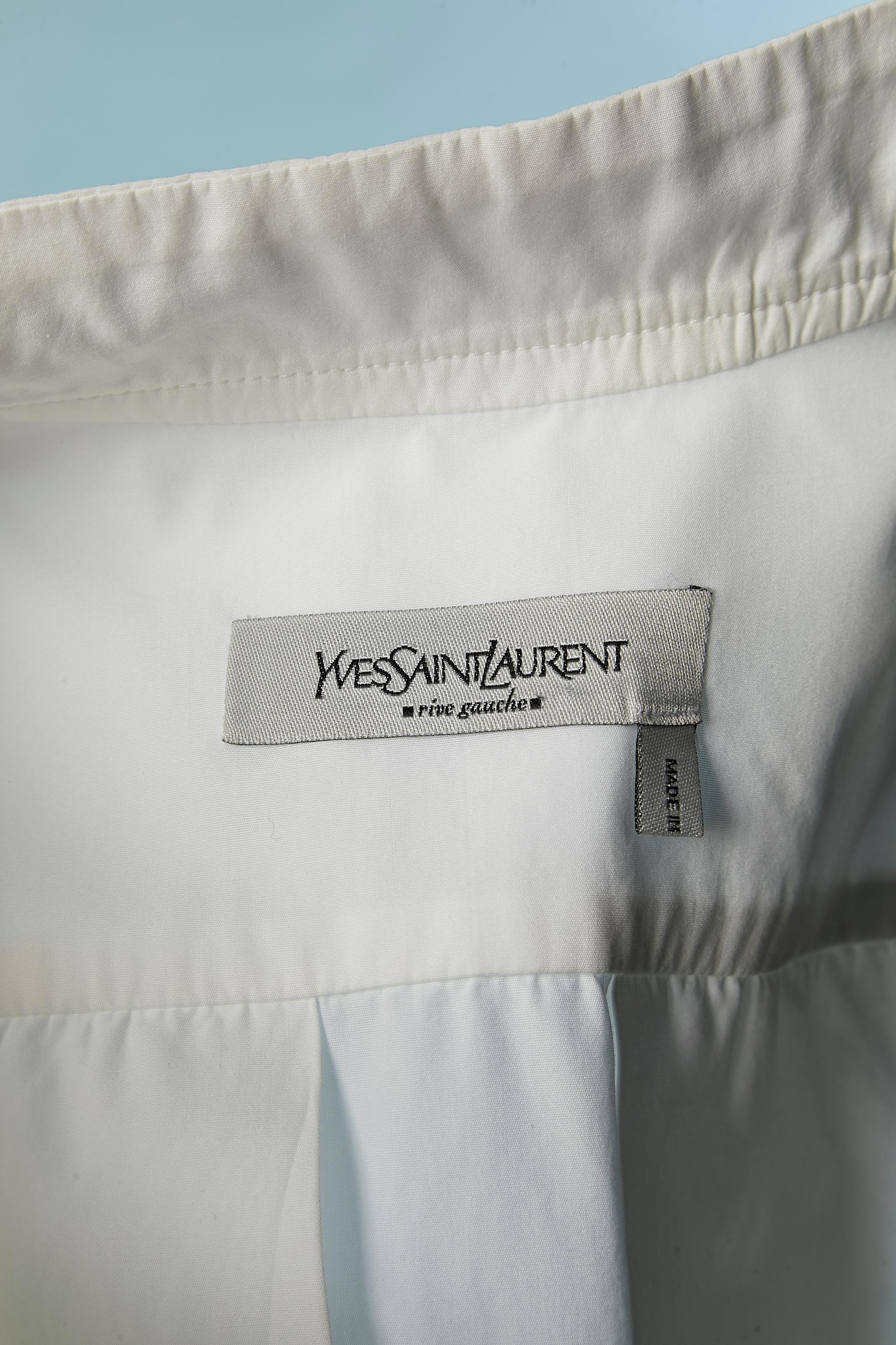 Robe chemise en coton blanc Yves Saint Laurent Rive Gauche Pour femmes en vente
