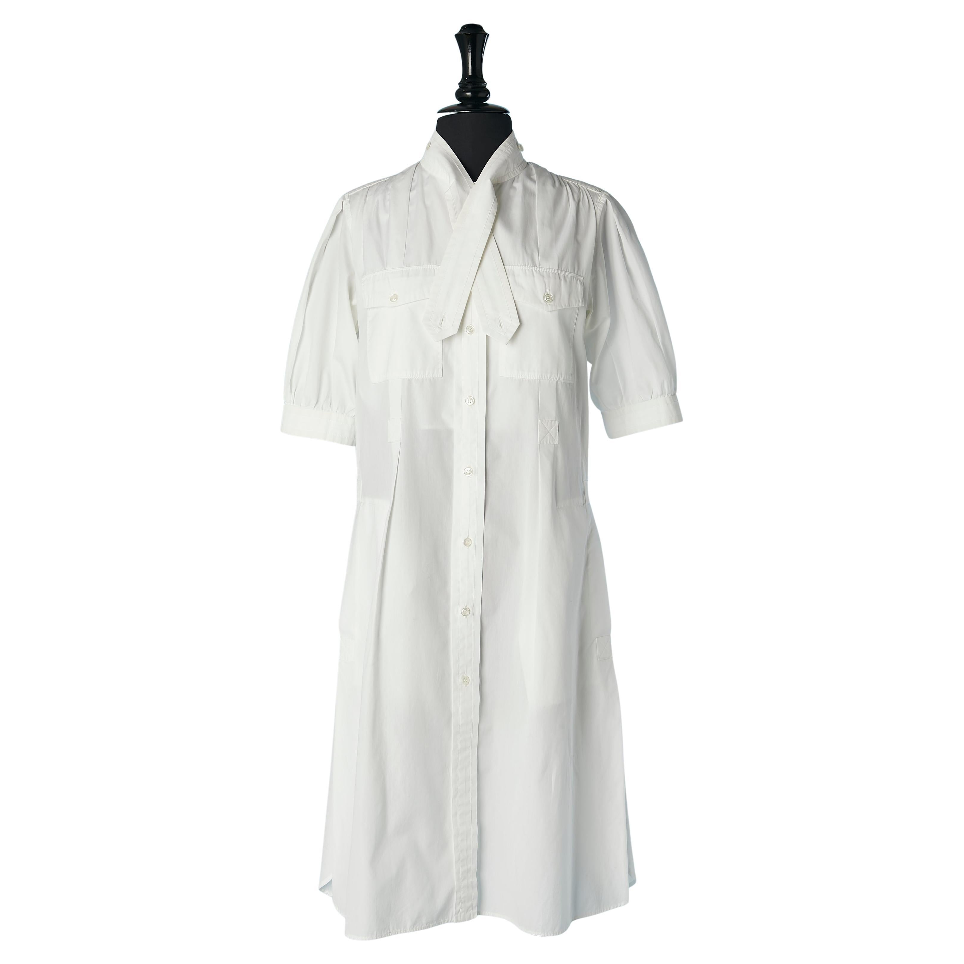 Robe chemise en coton blanc Yves Saint Laurent Rive Gauche en vente