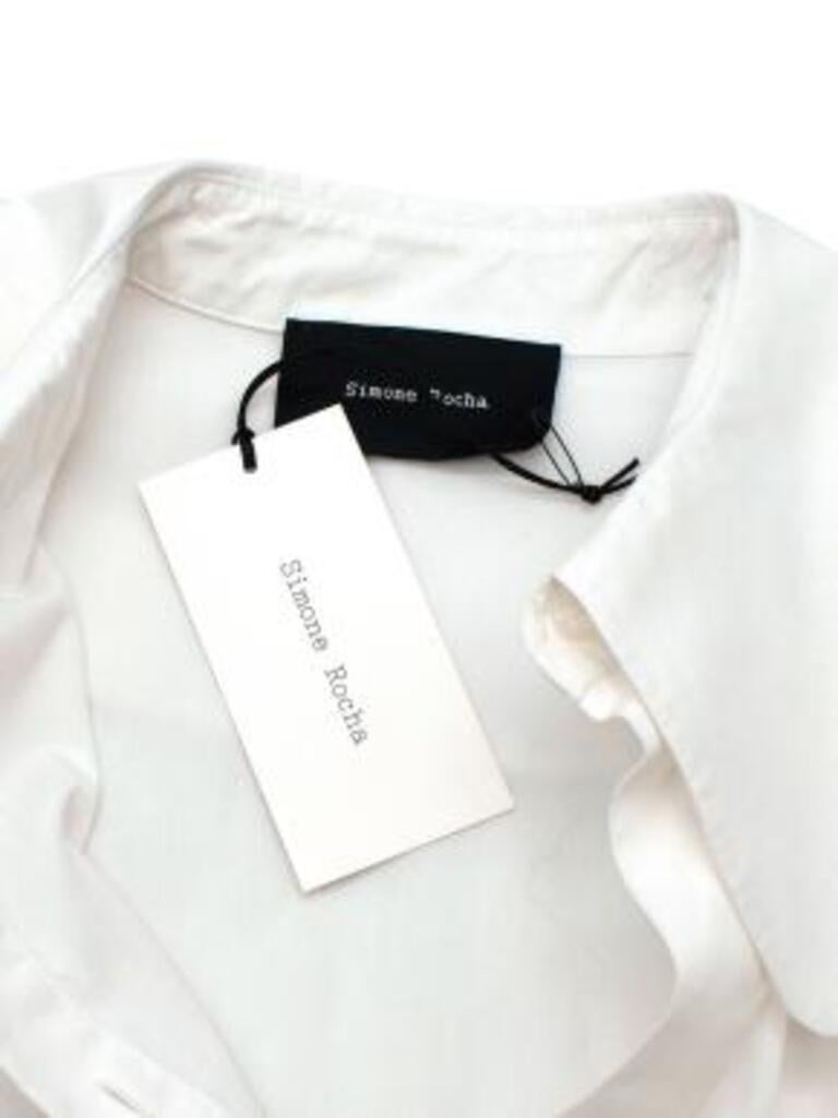Gray White cotton cherub embroidered Puritan collar dress For Sale