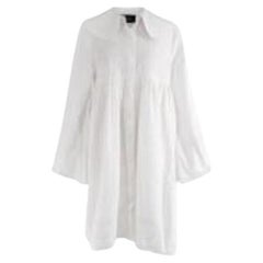 White cotton cherub embroidered Puritan collar dress