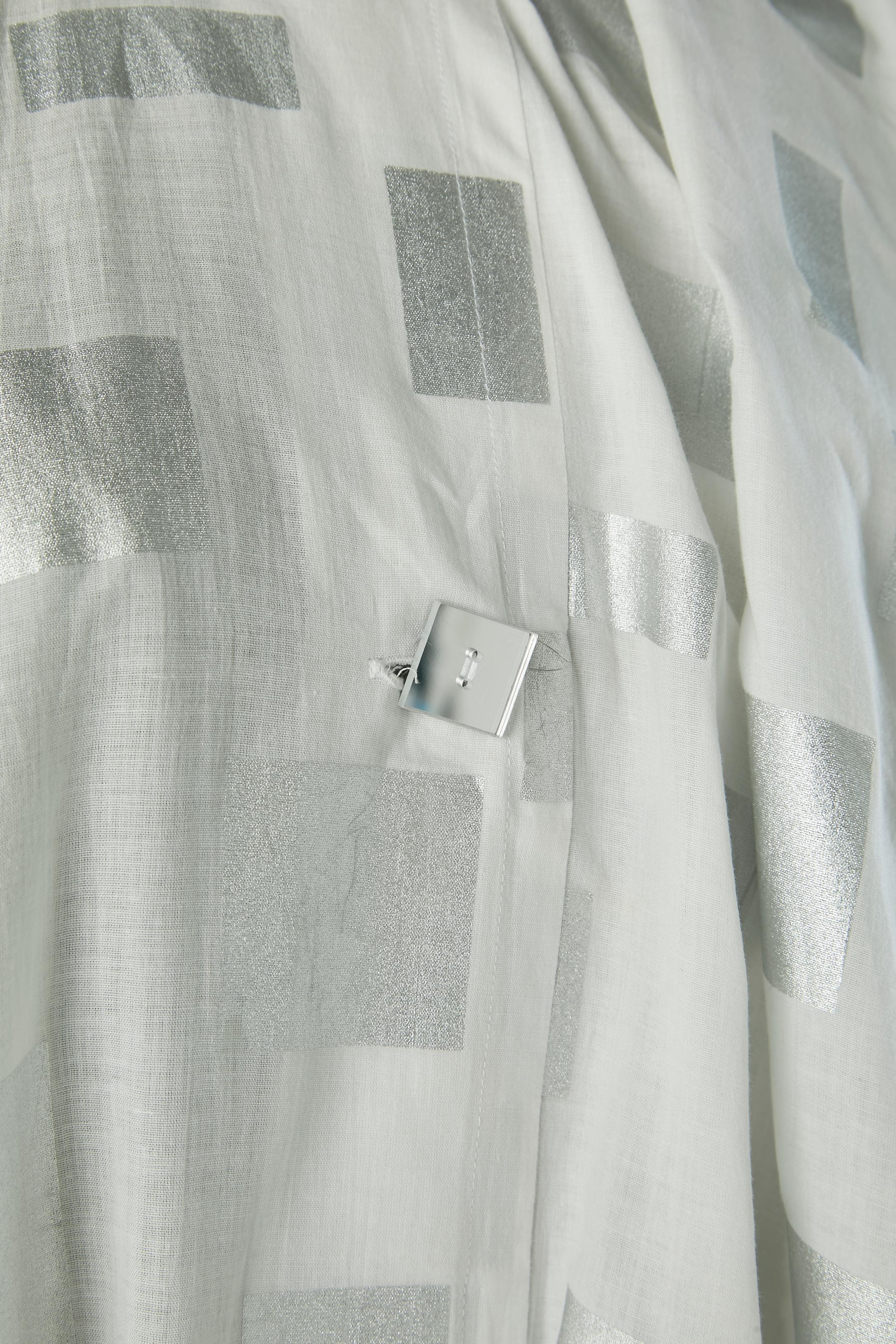 Coates en coton blanc avec carré imprimé argenté JEAN-REMY DAUMAS Excellent état - En vente à Saint-Ouen-Sur-Seine, FR