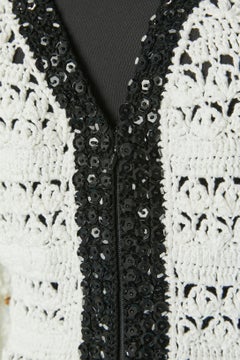 White cotton crochet dress with black sequin edge Crochet philippines Circa 1970