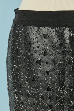 White cotton crochet skirt with black rubber coated Paolo Errico NEW