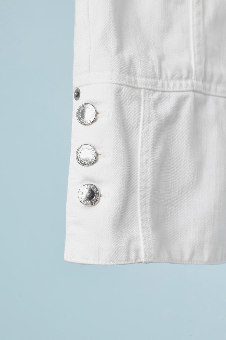 Grigio In cotone bianco, con bottone e fodera Louis con marchio.  Vuitton in vendita