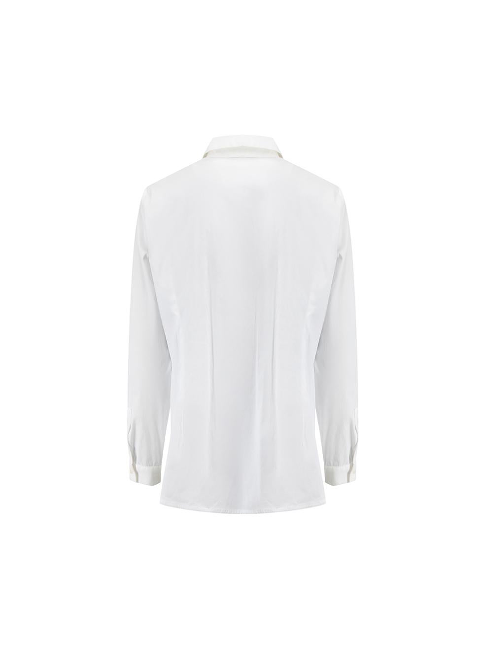 Fabiana Filippi White Cotton Crystal Trim Shirt Size L In Good Condition For Sale In London, GB
