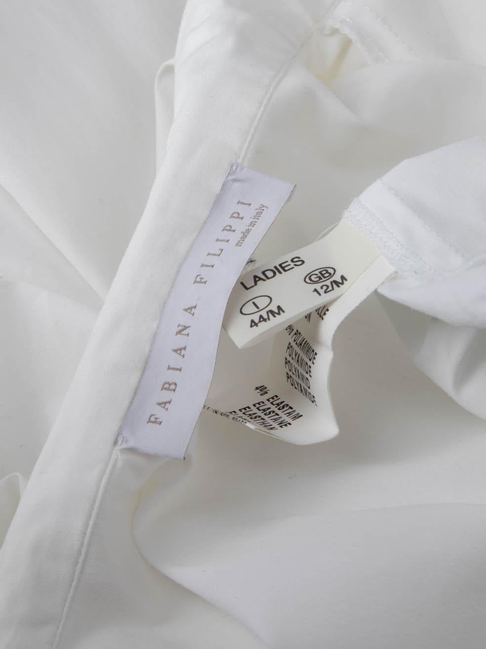 Women's Fabiana Filippi White Cotton Crystal Trim Shirt Size L For Sale