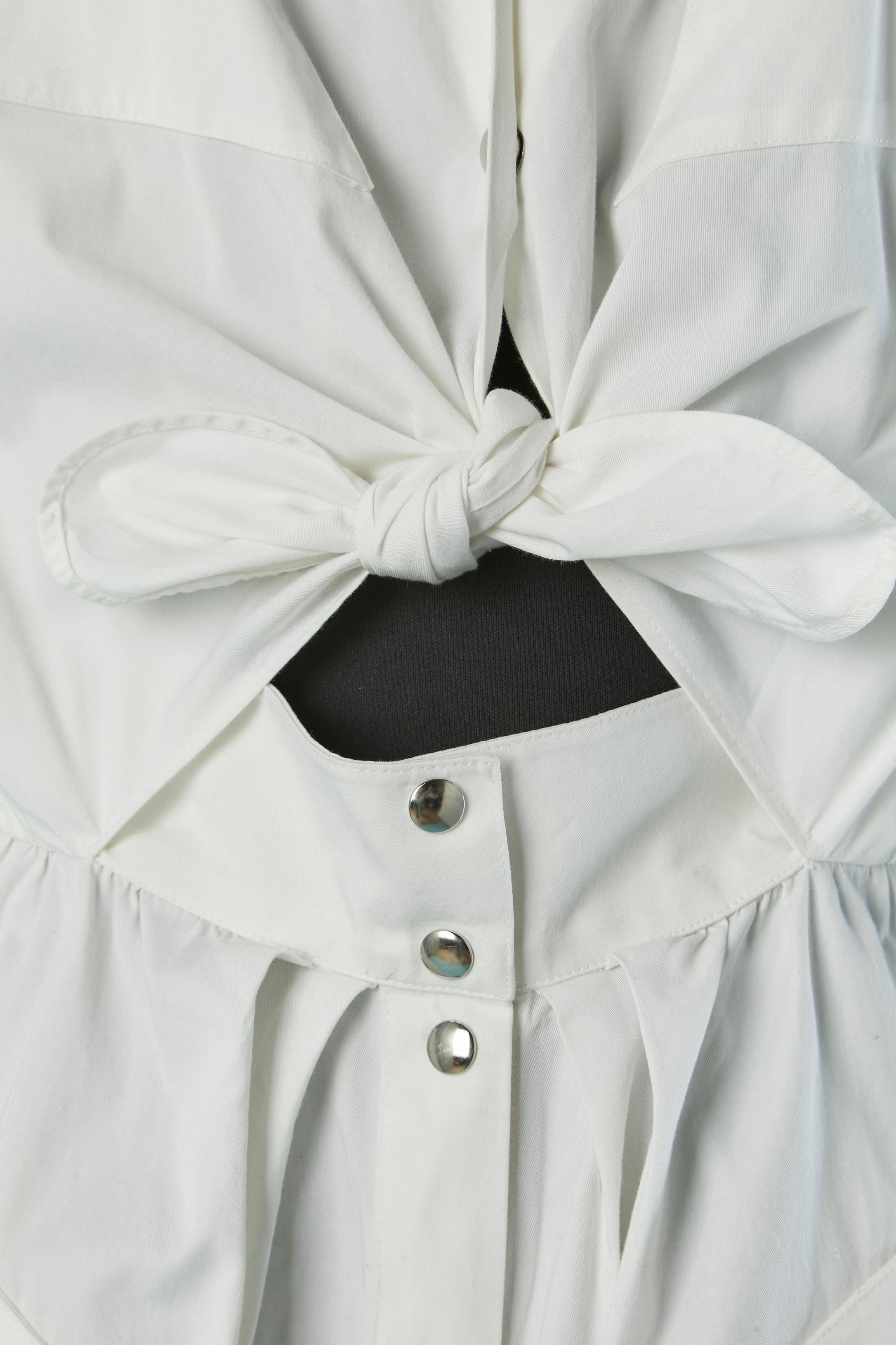 Gris Robe de jour en coton blanc THIERRY MUGLER en vente