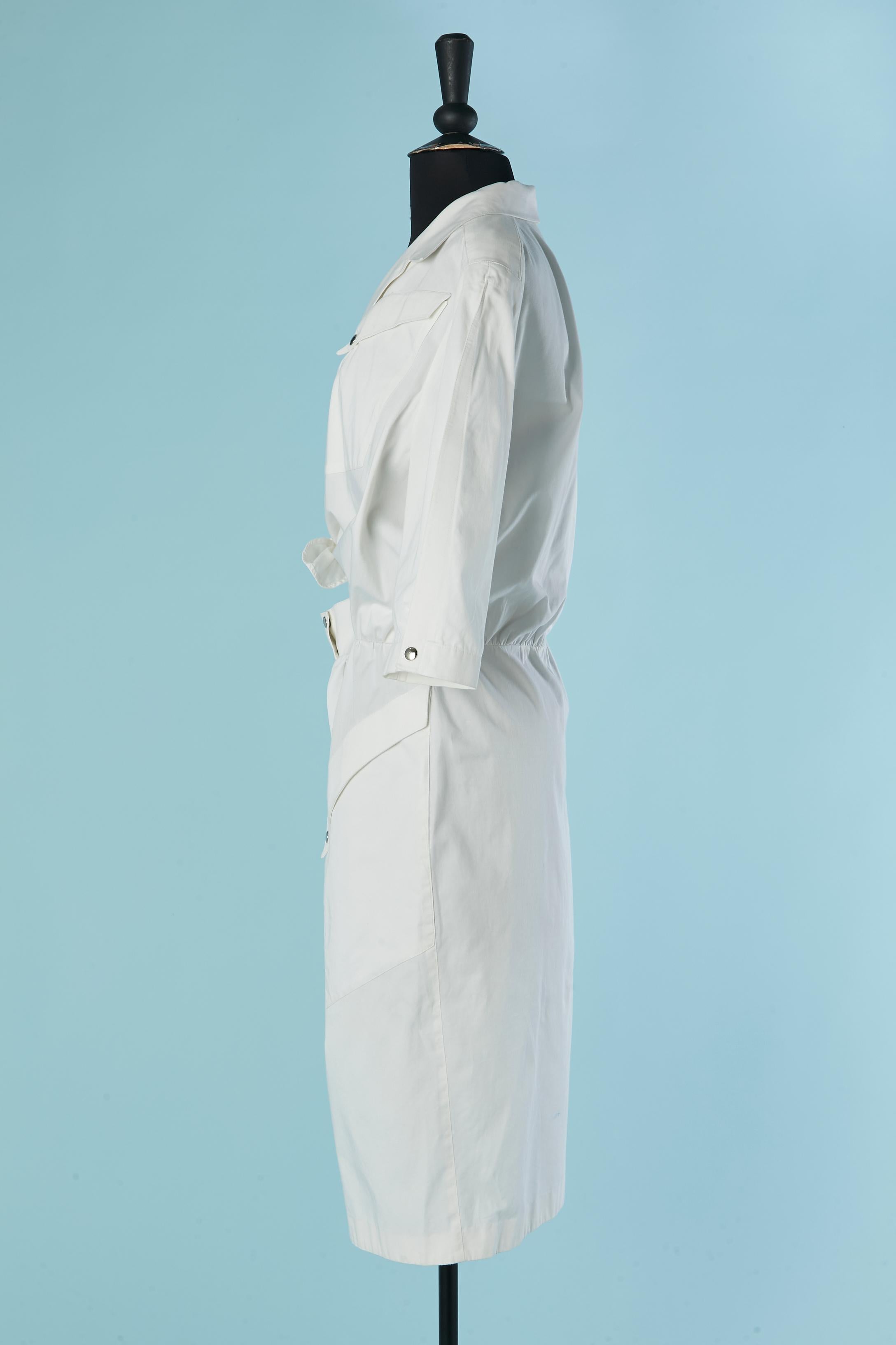 Robe de jour en coton blanc THIERRY MUGLER en vente 1