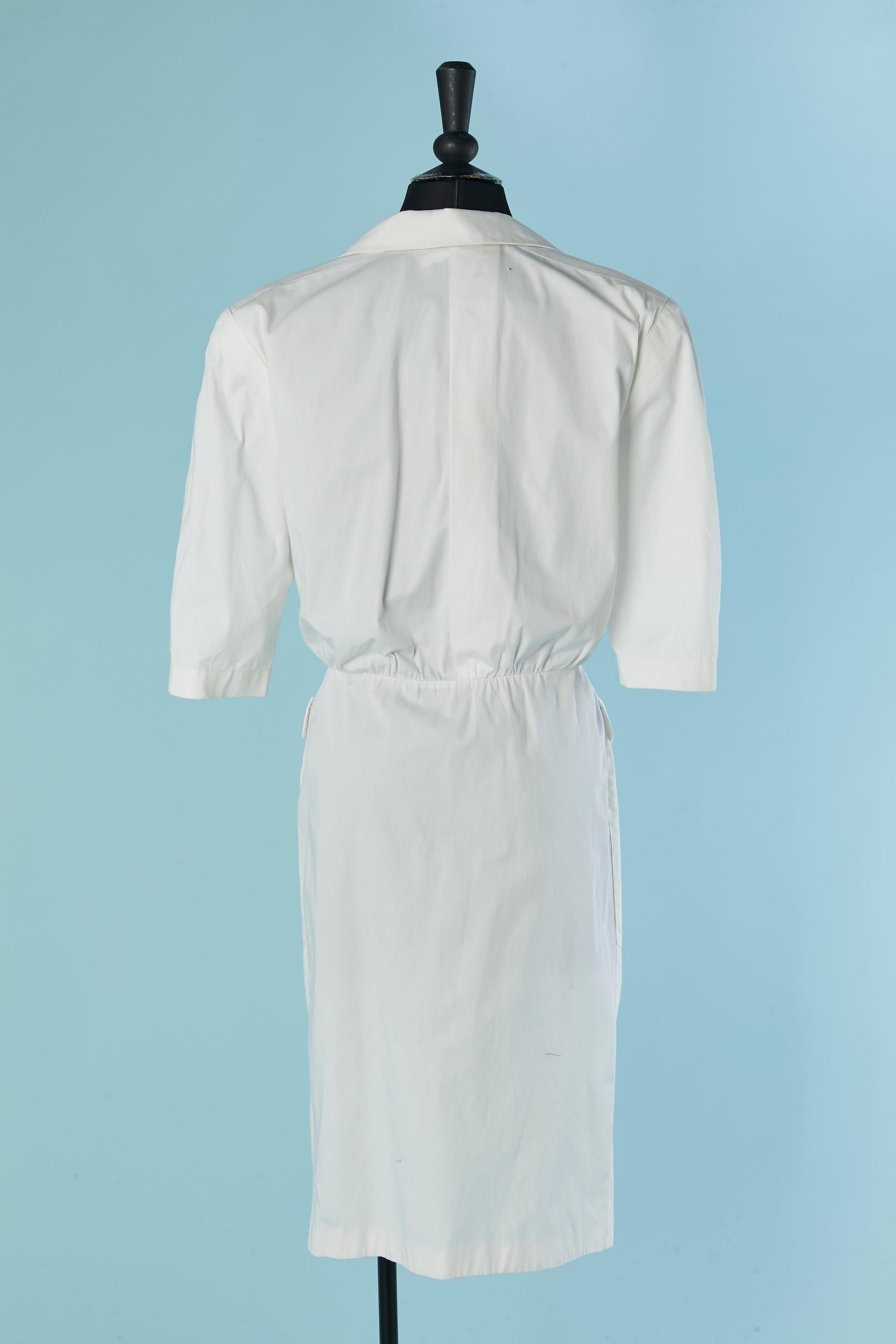 Robe de jour en coton blanc THIERRY MUGLER en vente 2