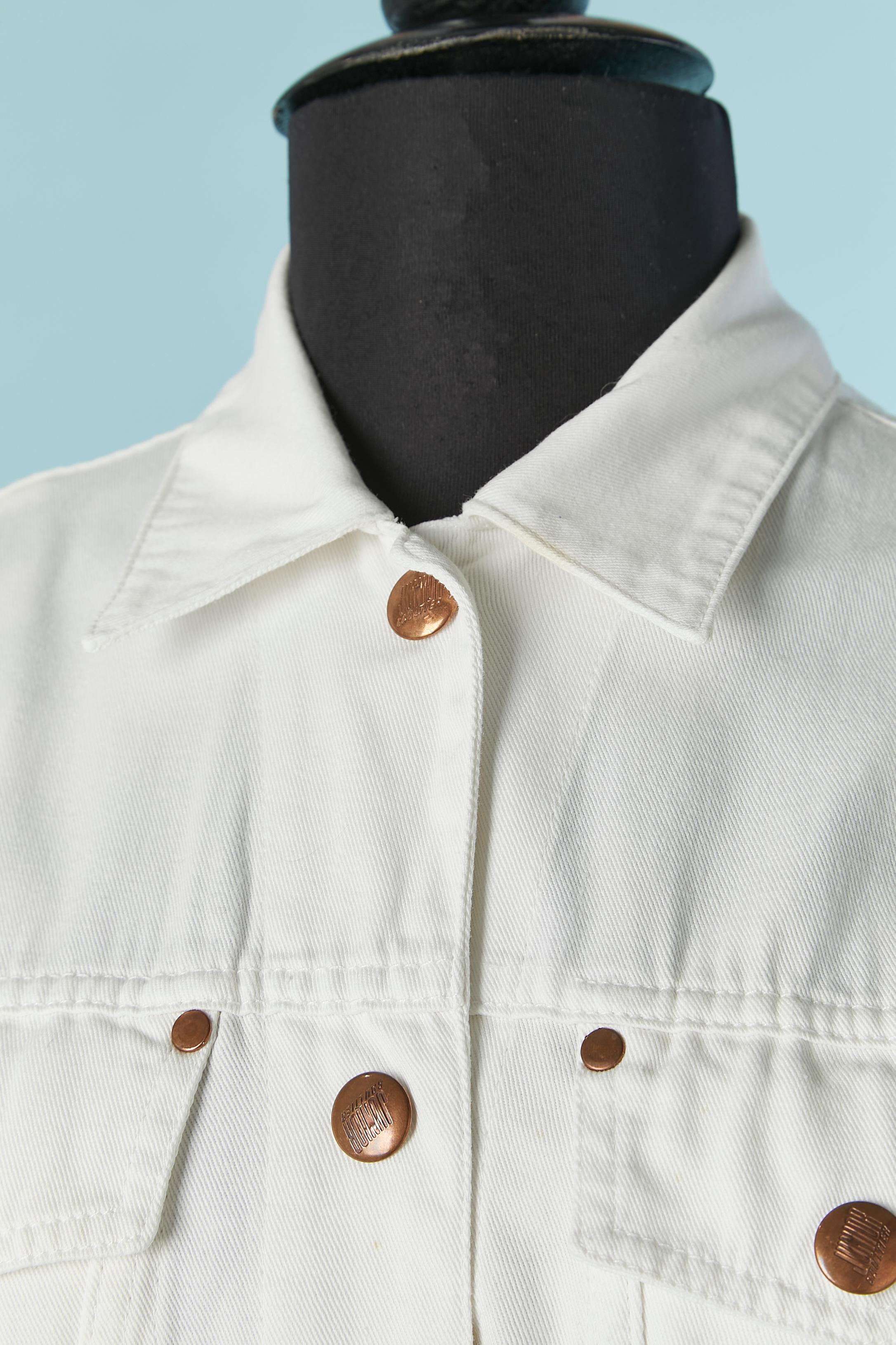 Vestido blanco de algodón con medio vestido con raya debajo JUNIOR GAULTIER Gris en venta