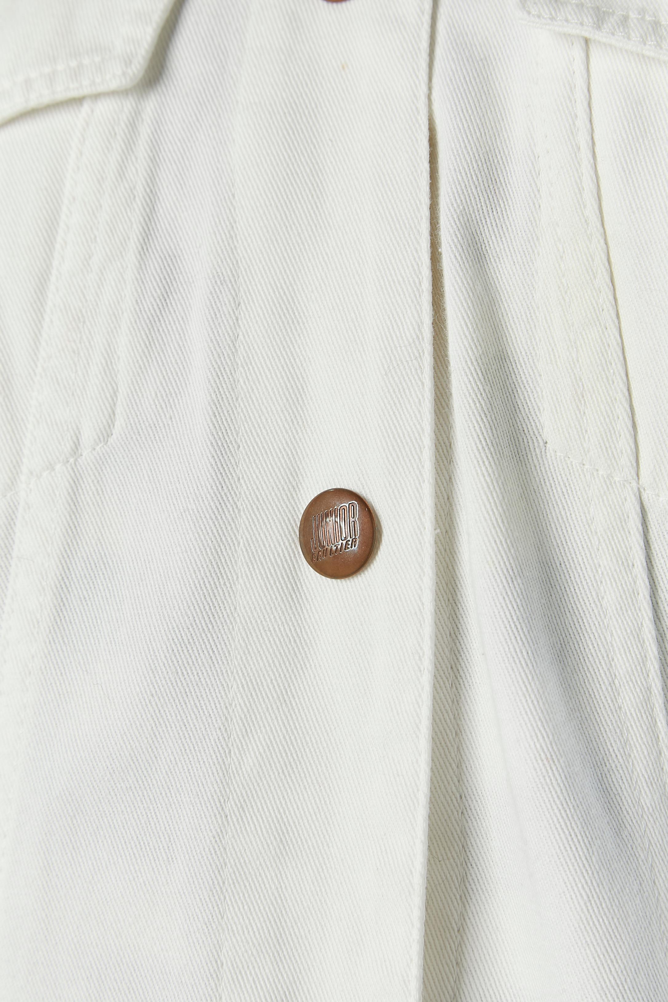 Vestido blanco de algodón con medio vestido con raya debajo JUNIOR GAULTIER en Excelente estado para la venta en Saint-Ouen-Sur-Seine, FR