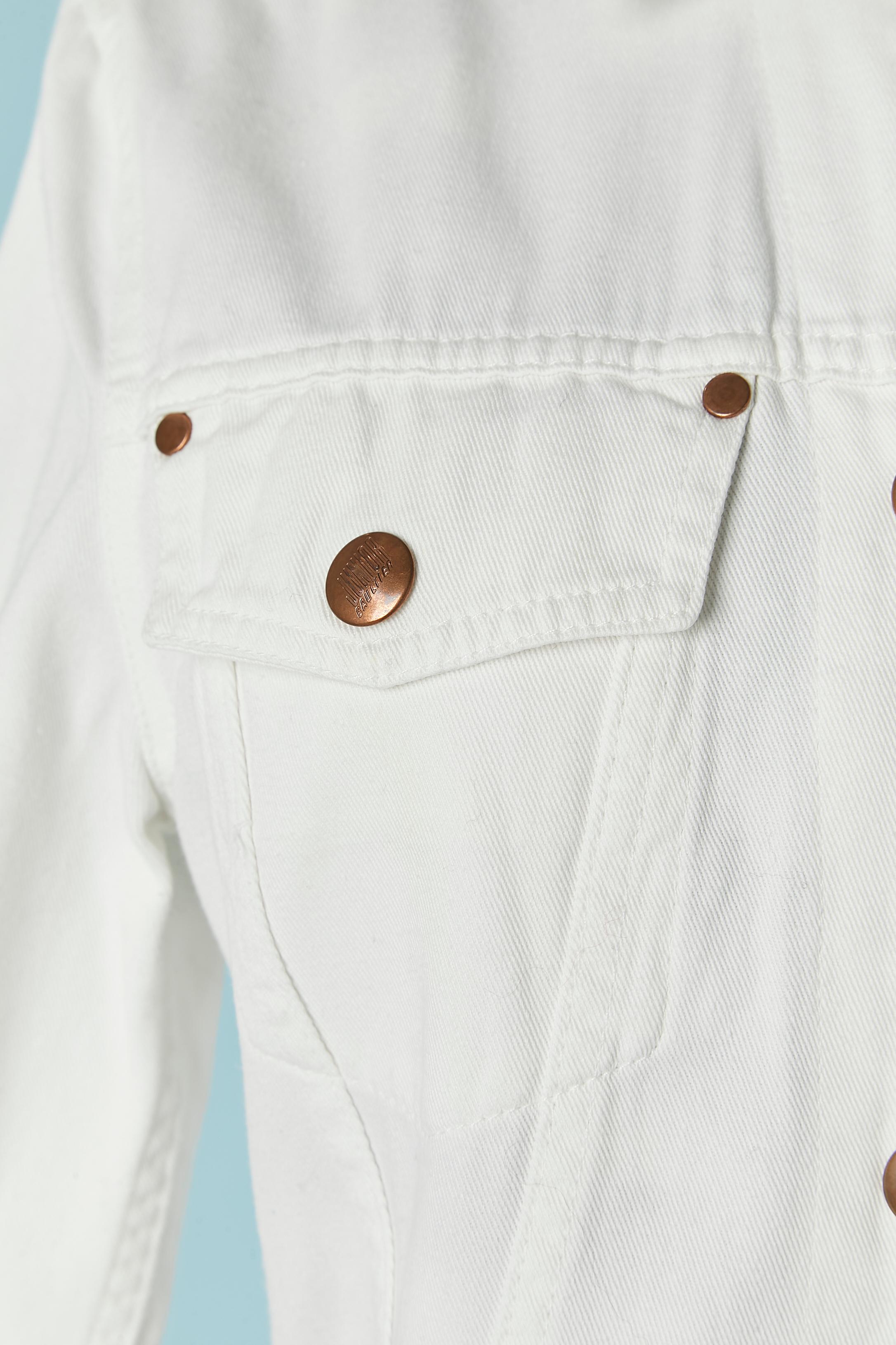 De las mujeres Vestido blanco de algodón con medio vestido con raya debajo JUNIOR GAULTIER en venta