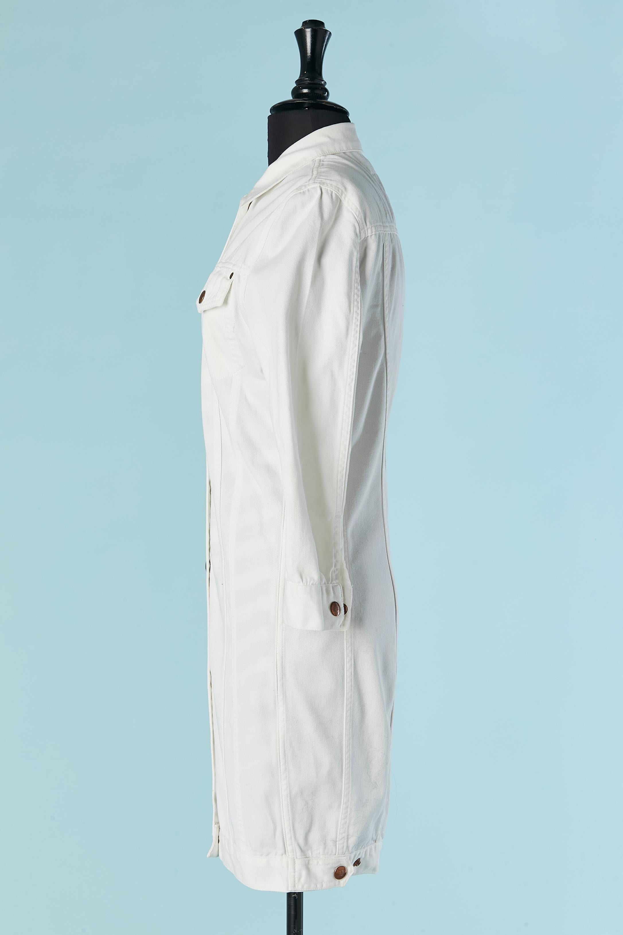 Vestido blanco de algodón con medio vestido con raya debajo JUNIOR GAULTIER en venta 2