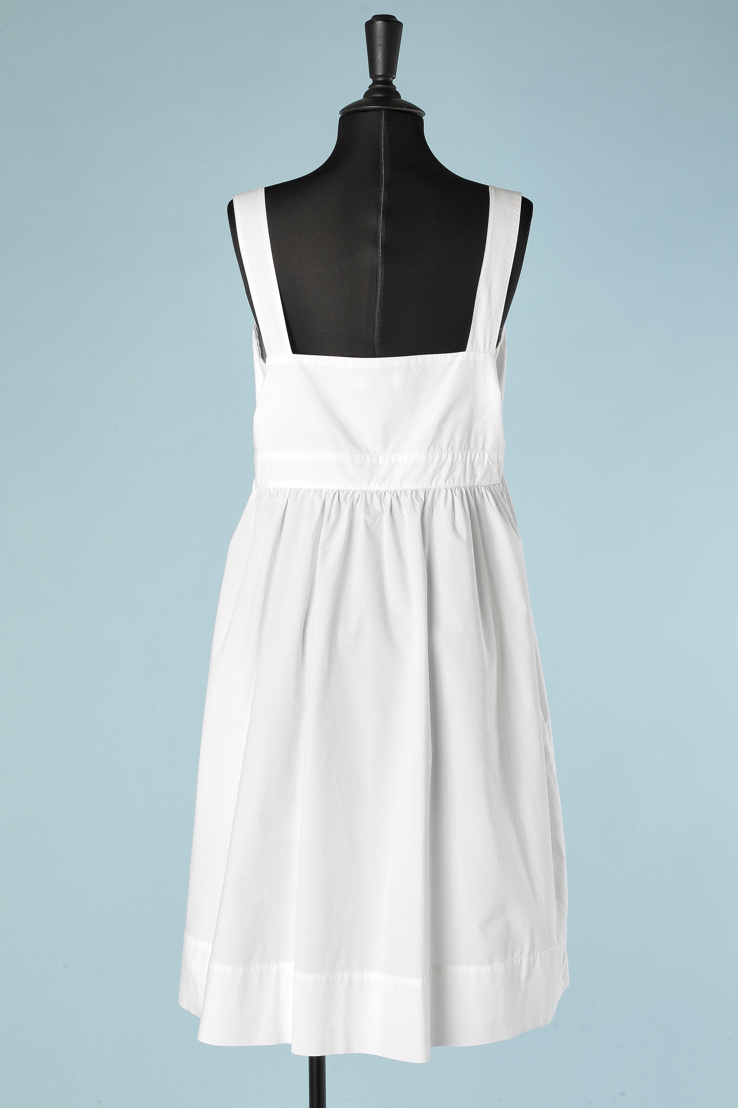 White cotton dress with multicolor fabric appliqué MOSCHINO JEANS For Sale 1