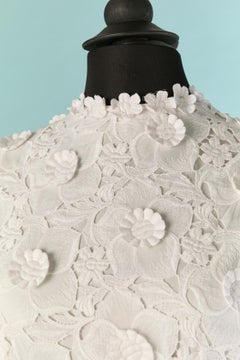 Weißes Brautkleid aus Baumwoll-Guipure und Spitze, CIRCA 1960