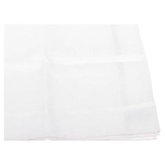 White cotton Hermes pocket square featuring monogram H logo throughout and white