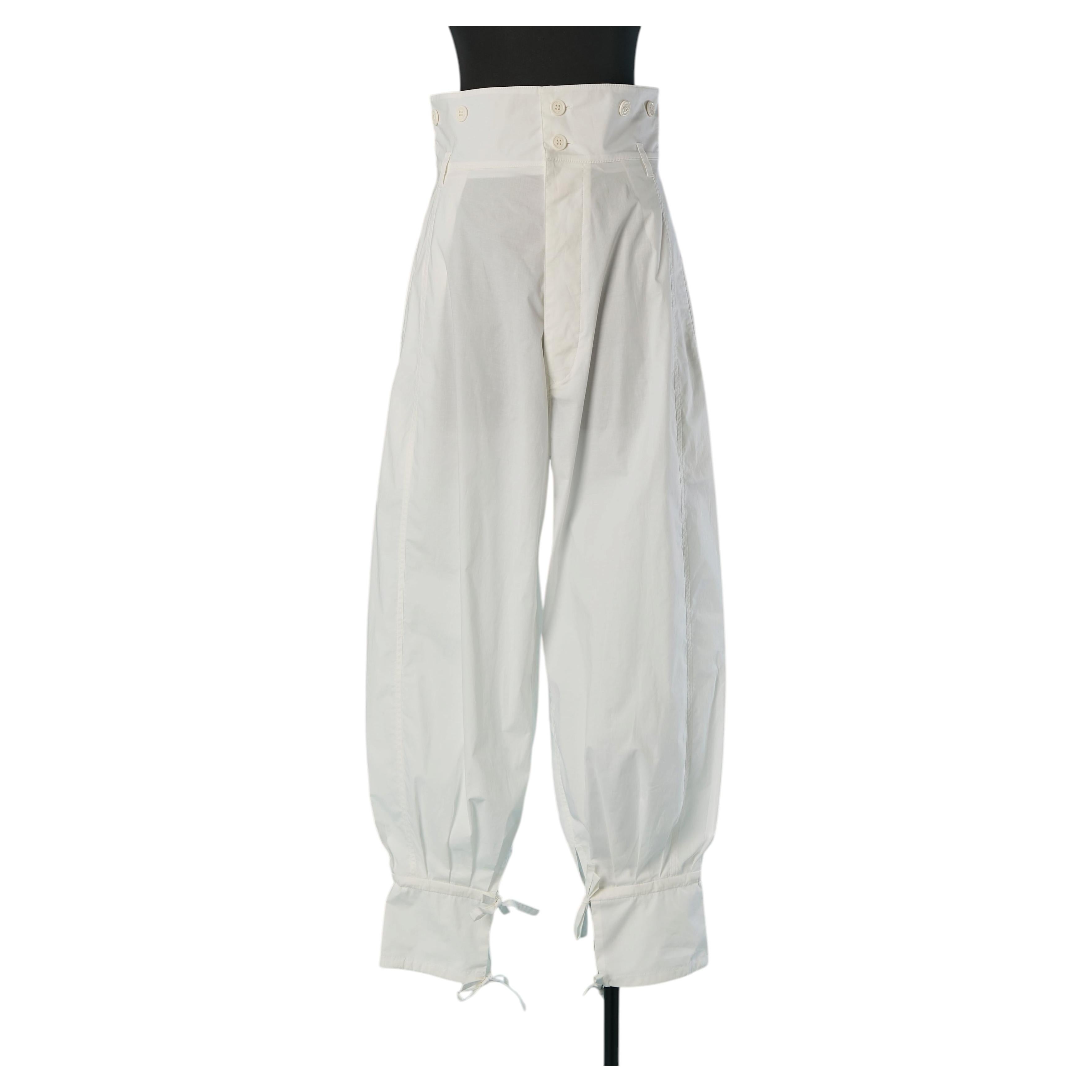 White cotton high waisted trouser ALEXANDRE VAUTHIER For Sale