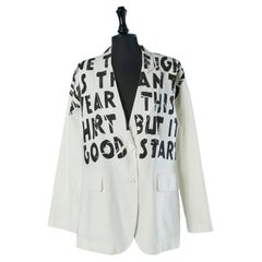 White cotton jacket with black writing on MM6  Maison Margiela New with tag