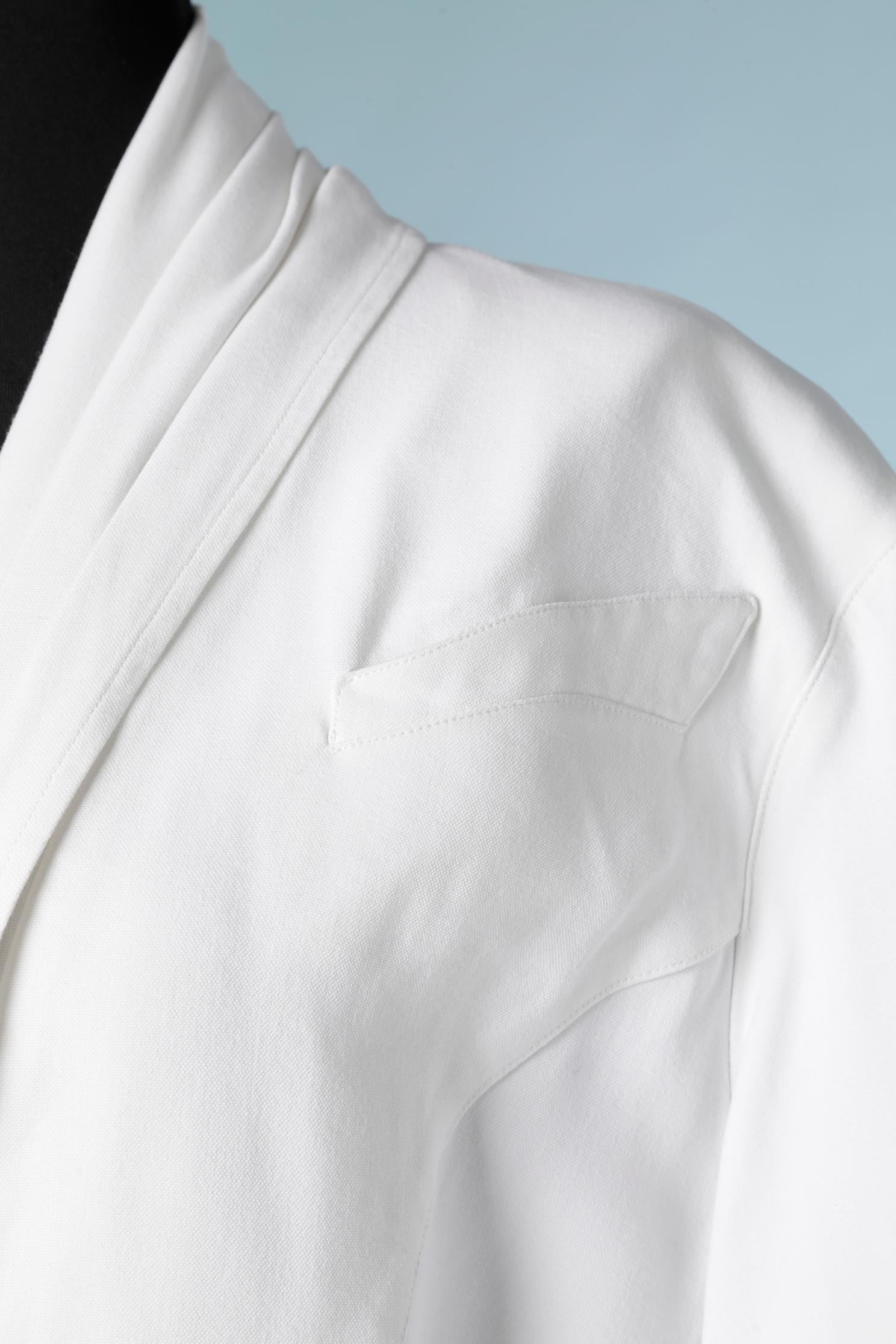 Women's White cotton jacket with draped neckline Thierry Mugler Paris For Sale