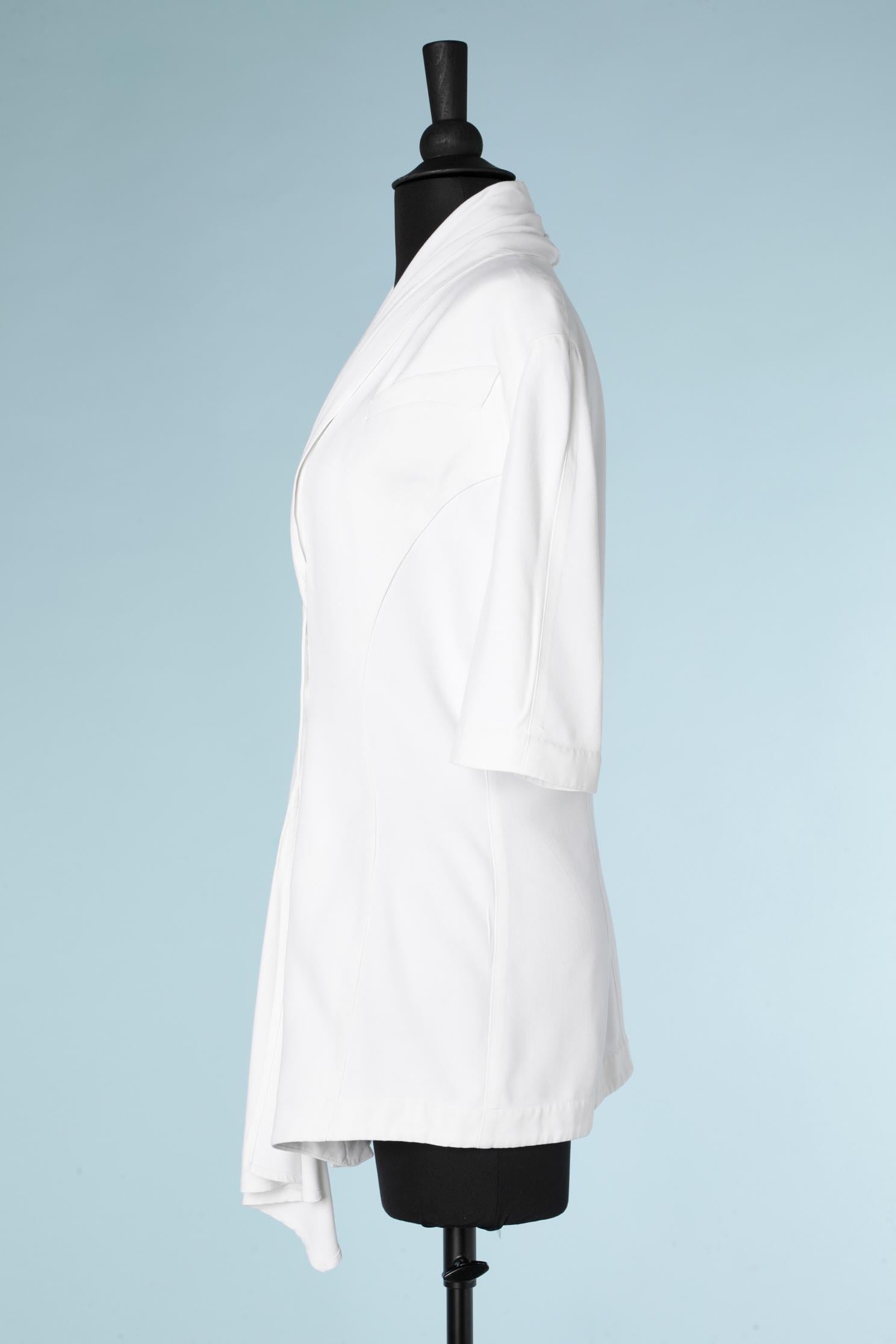 White cotton jacket with draped neckline Thierry Mugler Paris For Sale 1