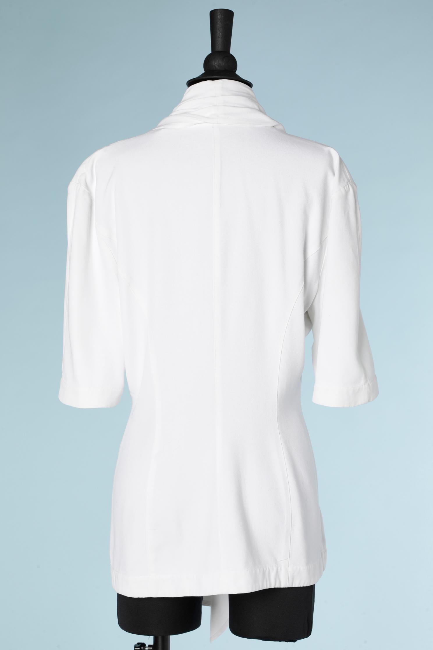 White cotton jacket with draped neckline Thierry Mugler Paris For Sale 2