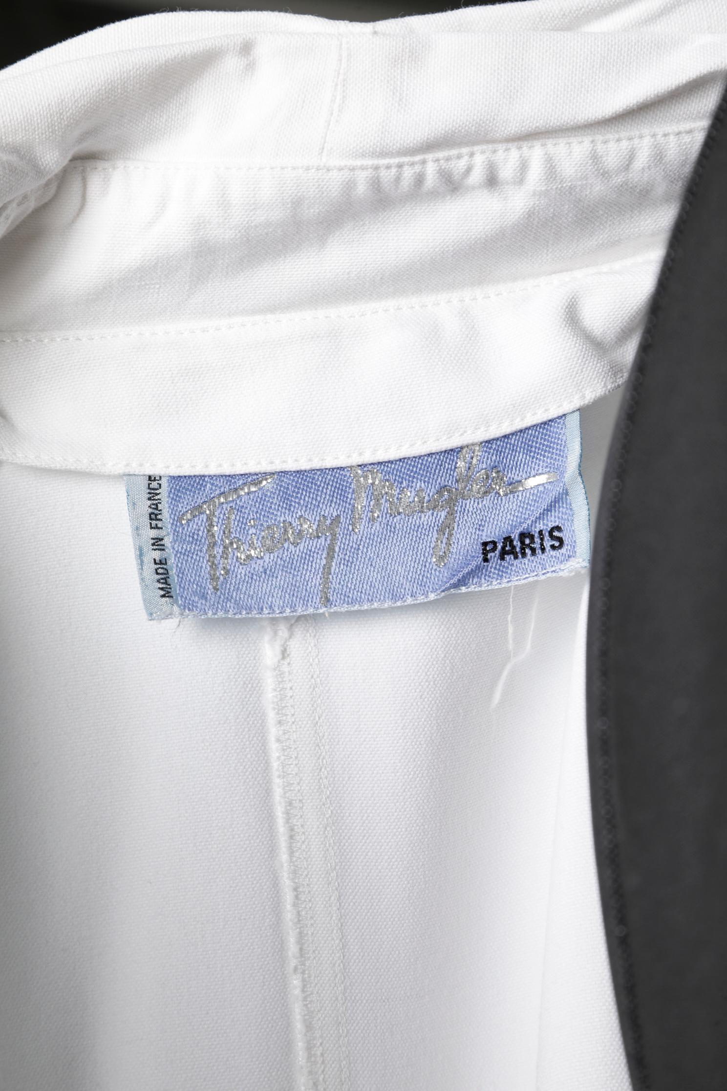 White cotton jacket with draped neckline Thierry Mugler Paris For Sale 3