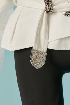 White cotton jacket with metal belt with rhinestone ALEXANDRE VAUTHIER