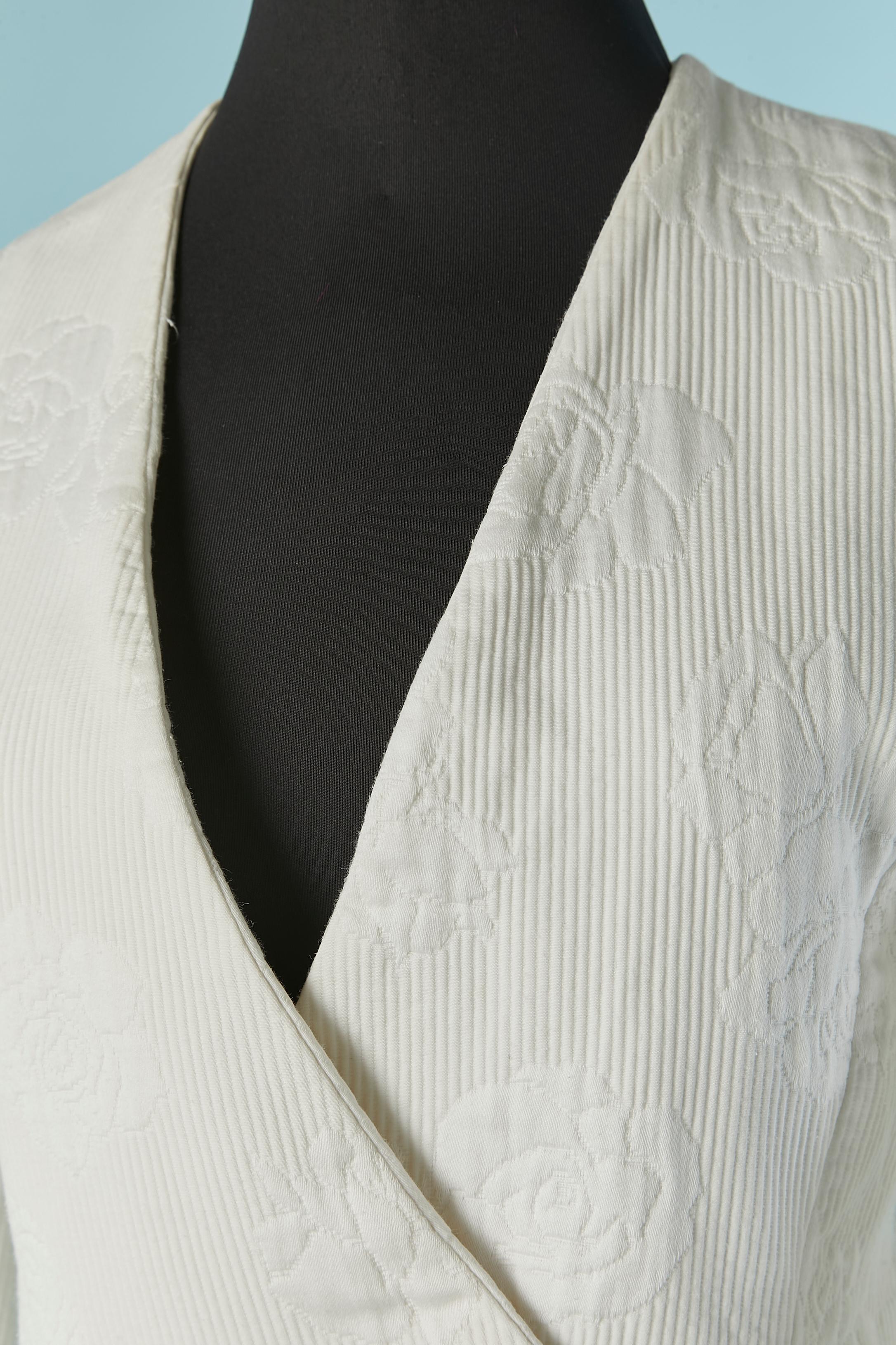 Gray White cotton jacquard double breasted jacket lightly quilted LANVIN For Sale