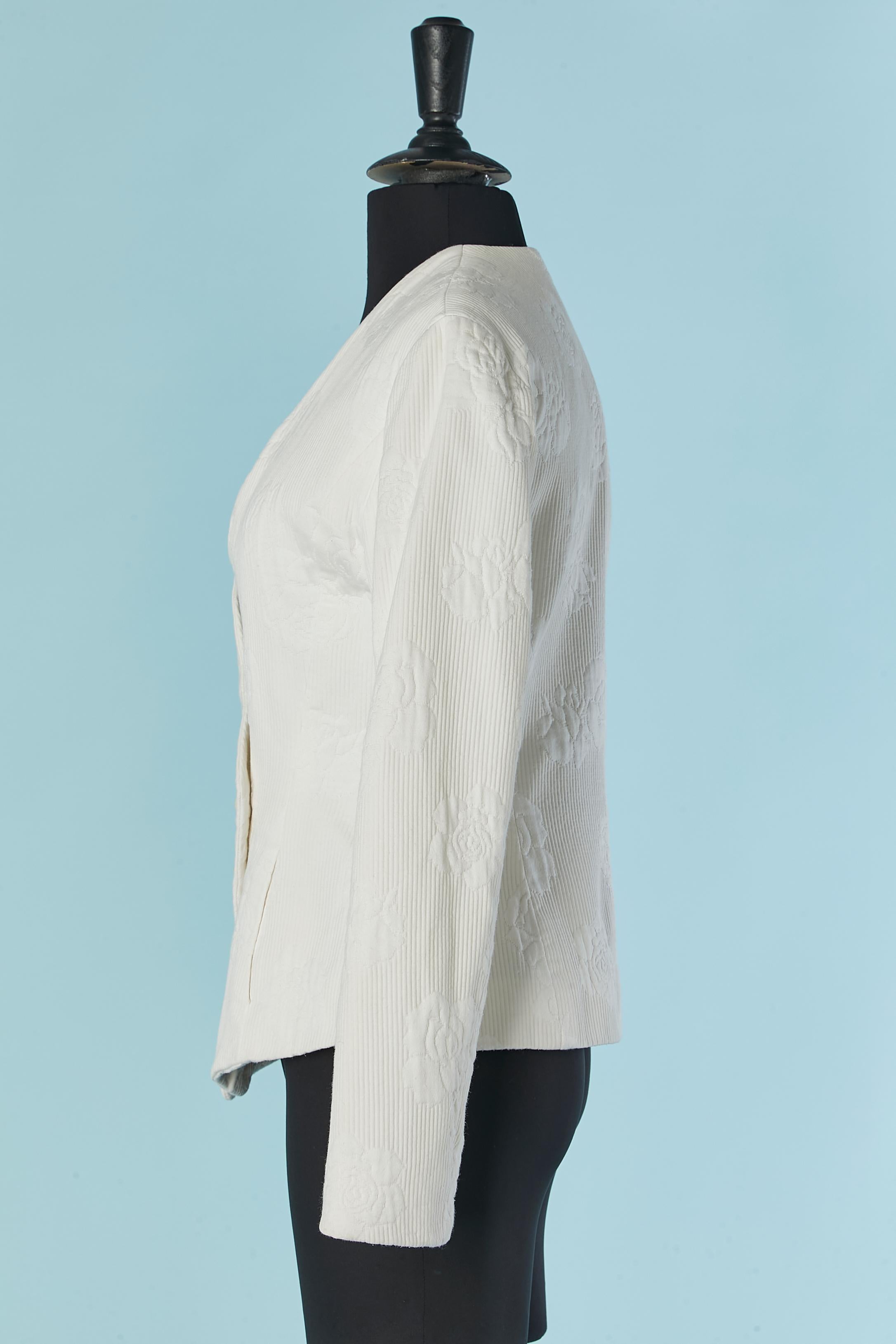Women's White cotton jacquard double breasted jacket lightly quilted LANVIN For Sale